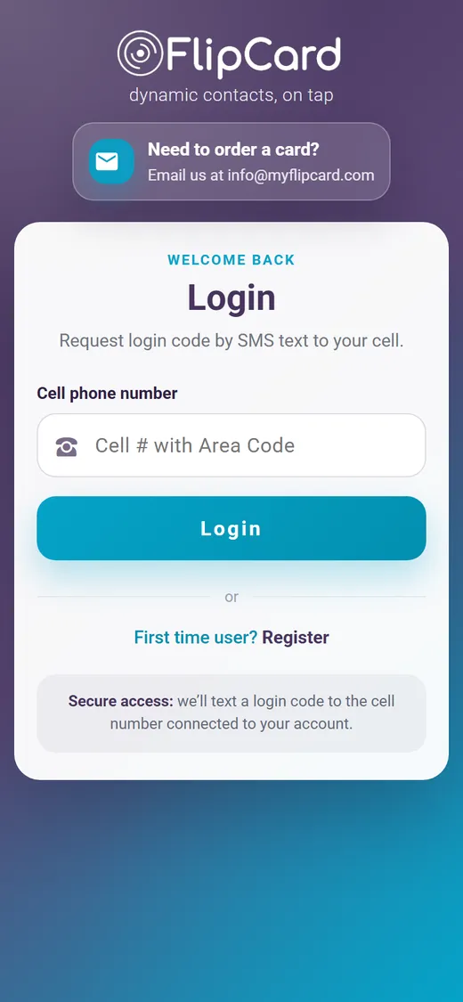 The FlipCard sign-in page on a phone.